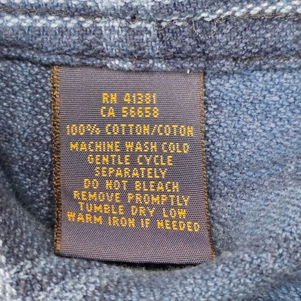 Polo Ralph Lauren Men's M Heavyweight Blue Plaid‎ Work Shirt Elbow Patches